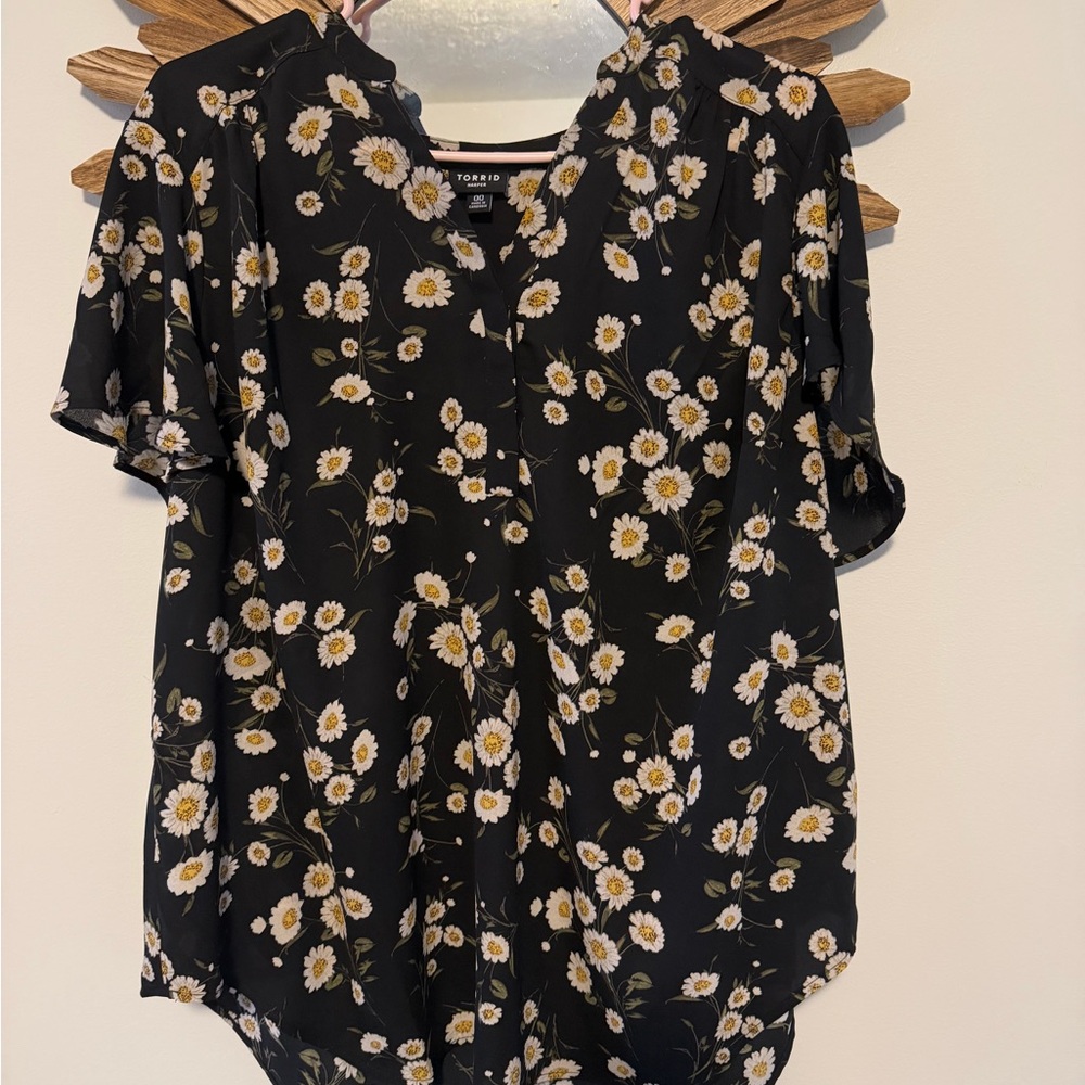 Torrid Black Floral Blouse